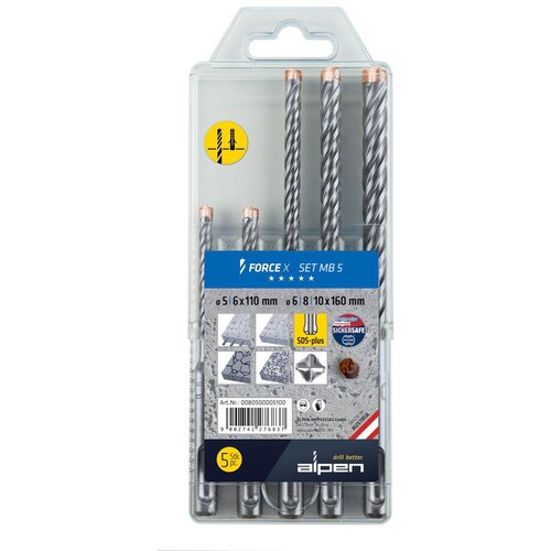 ALPEN sveder za beton sds plus 5-6-6-8-10 mm 5 delna force x mb 5 4-REZILA Cene