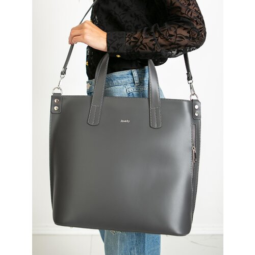Fashion Hunters Women&amp;#039;s dark grey leather bag Slike