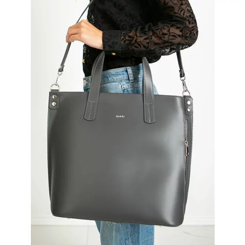 Fashion Hunters Women's dark grey leather bag