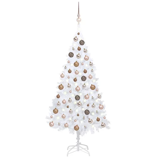  Umjetno božićno drvce LED s kuglicama bijelo 150 cm PVC