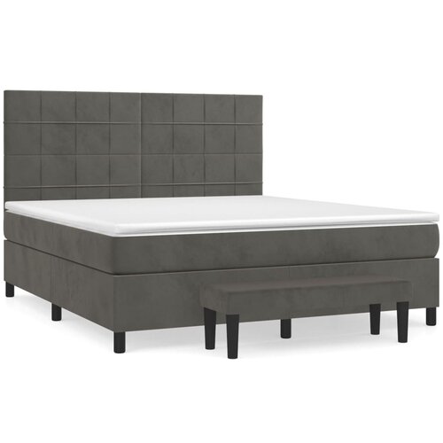 VidaXL Box spring postelja z vzmetnico temno siva 160x200 cm žamet, (20899761) Slike