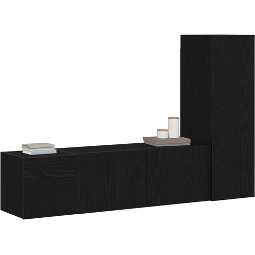  Set TV komoda Zidne 3 pcs Crni hrast 130,5 x 30 x 140 cm Slike