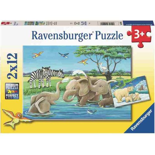 Ravensburger sestavljanka 2x12 delna Živali sveta 05095 Cene