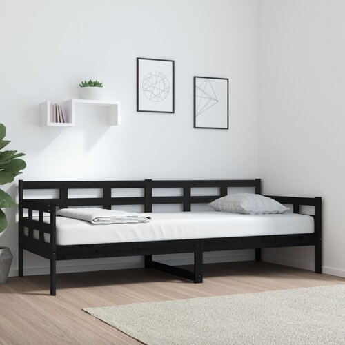 VidaXL Dnevna postelja črna trdna borovina 80x200 cm Slike