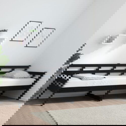 VidaXL Dnevni ležaj od masivne borovine crni 80 x 200 cm Slike