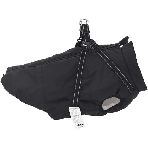 vidaXL Pasji plašč s pasom Nepremočljiv odsevni črn 4XL Cene