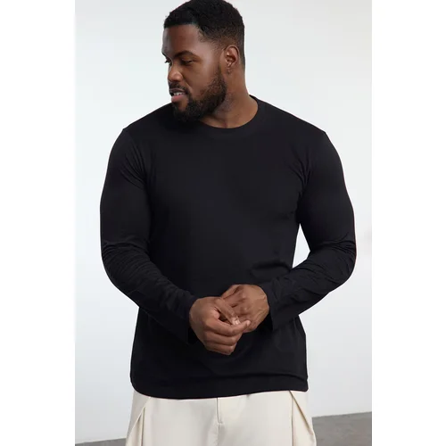 Trendyol Black Plus Size Slim/Slim Cut Crew Neck Basic T-shirt