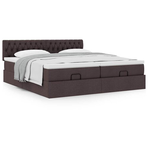 VidaXL Otomanski posteljni okvir z vzmetnicami rjav 180x200 cm blago Slike