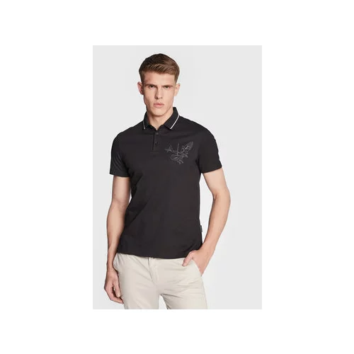 Armani Exchange Polo majica za muškarce, boja: crna, s tiskom