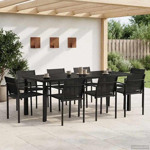  Set vanjskog namje&scaron;taja 9 pcs Crna i antracit Tekstilen Cijene