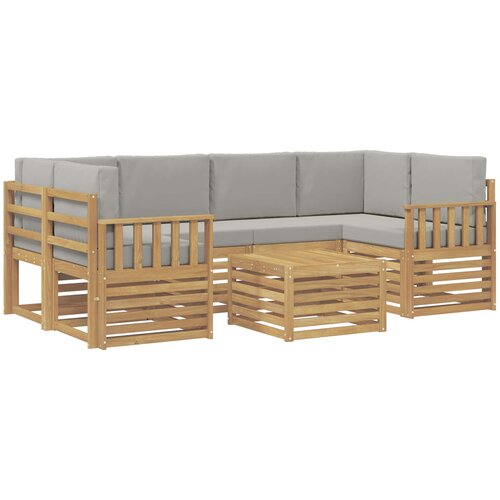  Set vanjskih sofa 7 kom. Bijela i svjetlosiva Poliester Slike