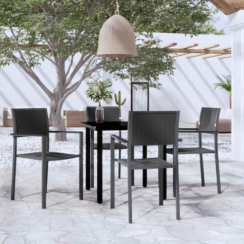  5-dijelni vrtni blagovaonski set crni Crna Dužina stola 80 cm Cene