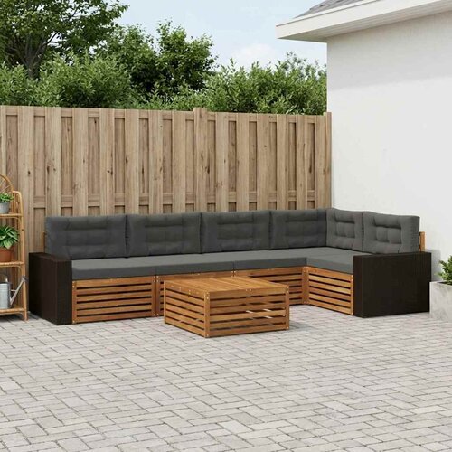  Set vanjskih sofa 6 kom. Prirodna i antracit Poliester Slike