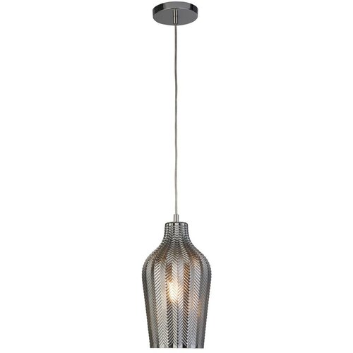 Searchlight Chevron 1 viseča svetilka z dimljenim rebrastim steklom - krom, (22100784) Cene