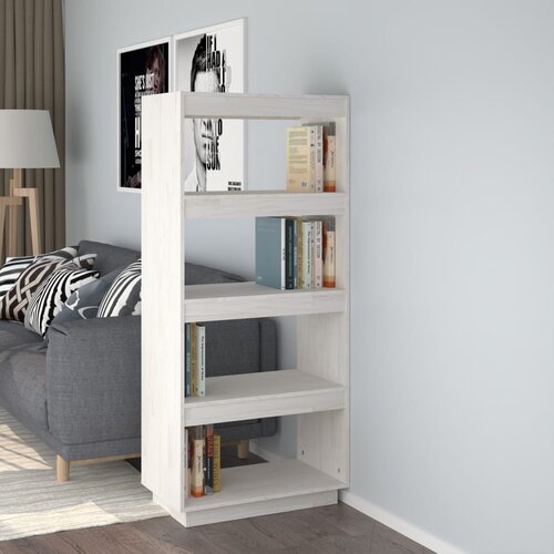 The Living Store Knjižna omara za razdelitev prostora bela 60x35x135 cm borovina - Knjižna Omara, (21437025) Cene