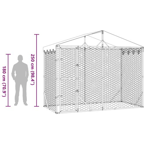  kavez za pse s krovom srebrni 3 x 1,5 x 2,5 m čelični Slike