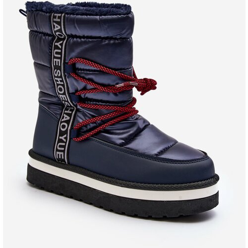 Kesi Women's snow boots with laces, dark blue Lilara Slike