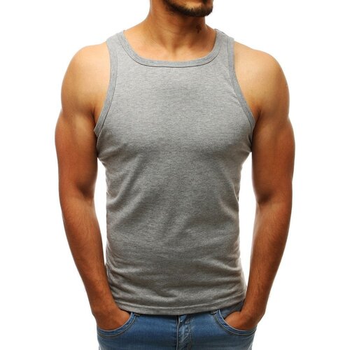DStreet Tank top męski bez nadruku szary Slike