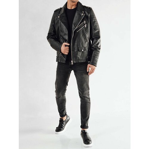 DStreet Men's Black Leather Jacket Cene