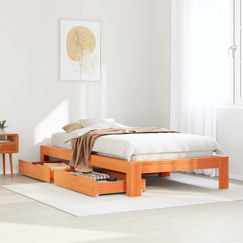 Furnova Posteljni okvir brez vzmetnice vo&amp;scaron;čeno rjav 100x200 cm borovina, (21935083) Slike