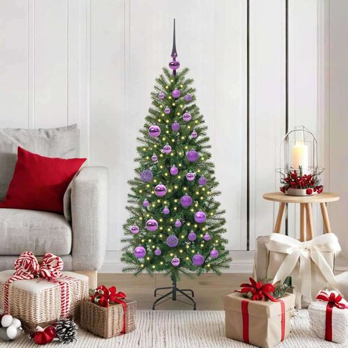 vidaXL Umestno božično drevo med 150 LED Zelena 120 cm PE in PVC Cene