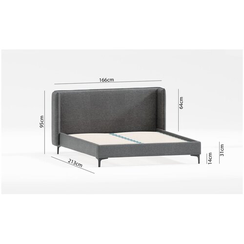 Ropez Tamno sivi tapecirani bračni krevet s podnicom 160x200 cm Basti &amp;ndash; Slike