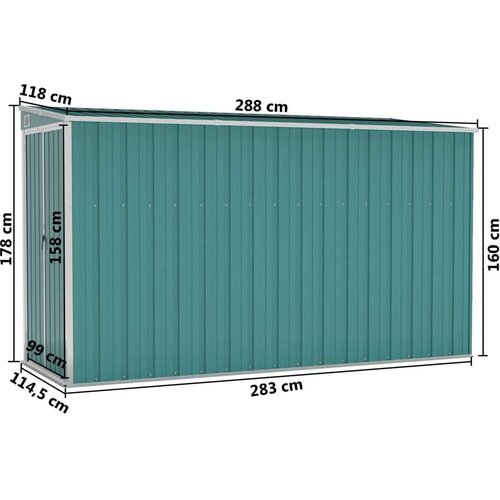 VidaXL Zidno vrtno spremi&amp;scaron;te zeleno 118 x 288 x 178 cm pocinčani čelik Slike
