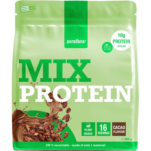 Purasana Veganska proteinska me&amp;scaron;anica 55% iz graha, sončnice, konoplje in banane (bio) - kakav Slike