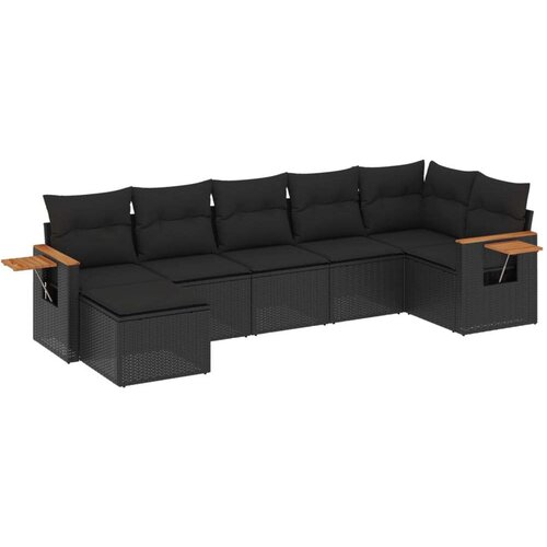 VidaXL 7-dijelni set vrtnih sofa od poliratana s jastucima crni Slike