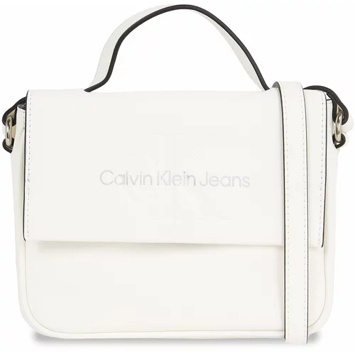 Calvin Klein Jeans Ročna torba Sculpted Boxy Flap Cb20 Mono K60K610829 White/Silver Logo 0LI