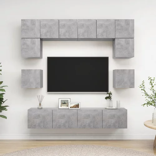vidaXL Komplet TV omaric 8-delni betonsko siva iverna plošča