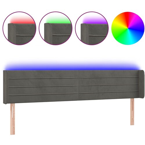 Maison Chic led posteljno vzglavje - vzglavna omarica - nočna omarica temno sivo 203x16x78/88 cm žamet, (21713109) Slike