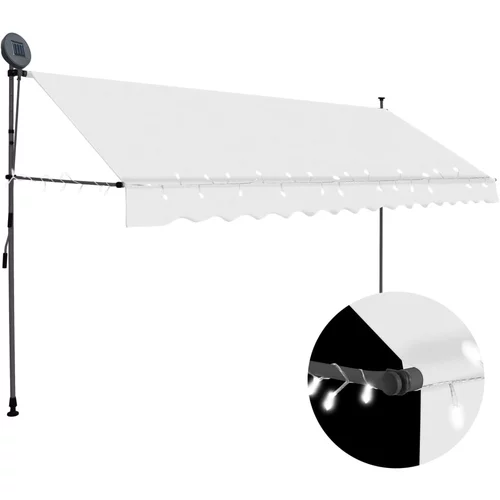 vidaXL Ročno zložljiva tenda z LED lučmi 350 cm krem