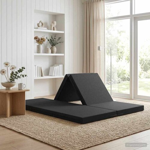 SOFA na razvlačenje 140 x 67 x 15 cm Crna Cijene