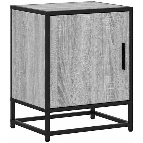 Maison Chic Nočna omarica - Nočna miza siva sonoma 40x31x50 cm inž. les in kovina, (21688504) Slike