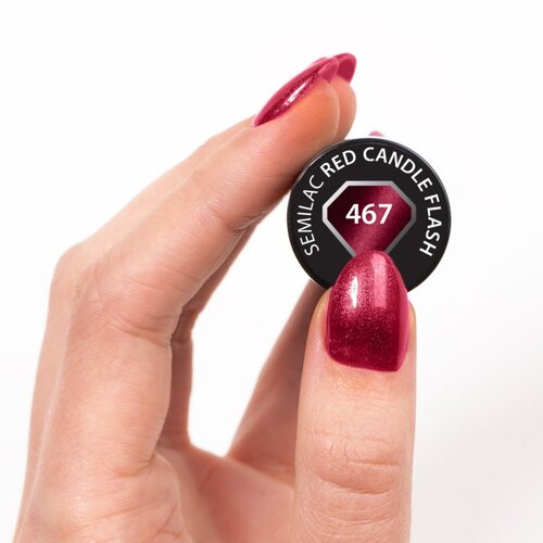 Semilac UV Hybrid Silk Effect gel lak za nohte z uporabo UV/LED lučke odtenek 467 Red Candle Flash 7 ml Slike