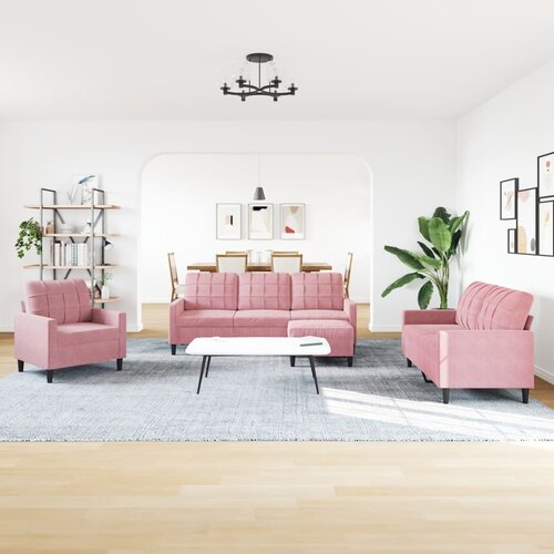  4-dijelni set sofa s jastucima ružičasti bar&amp;scaron;unasti Slike