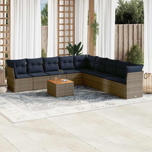  10-dijelni set vrtnih sofa od poliratana s jastucima Slike