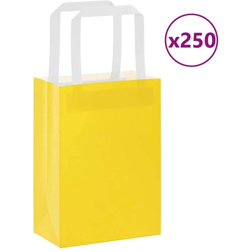  Papirnate vrećice 250 kom s ručkama žute 15x8x21 cm Cene