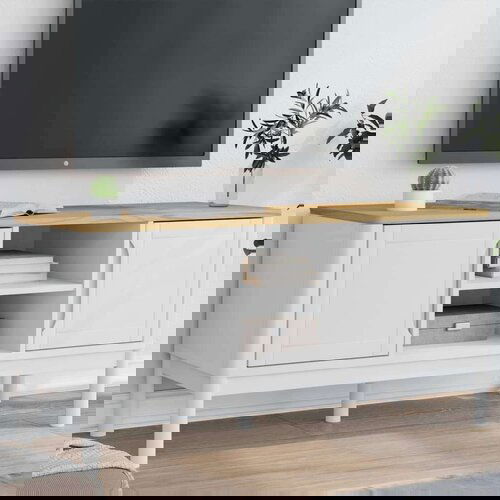 TV ormarić FLORO bijeli 114 x 43 x 55 cm od masivne borovine Slike