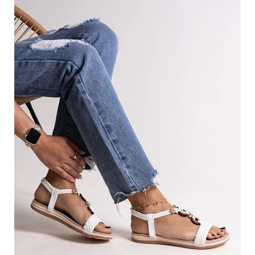 Gemre White braided sandals Izodora Cene