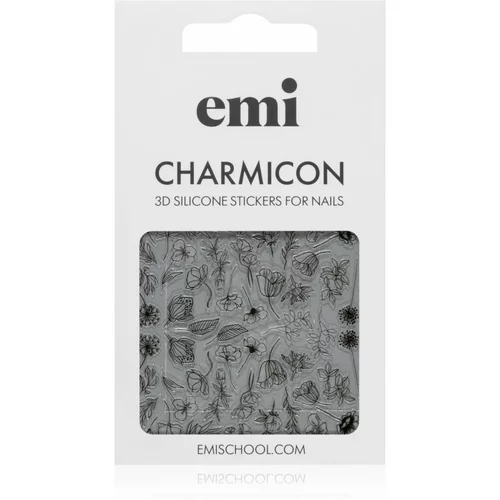Emi Charmicon Black Flowers nalepke za nohte 3D #176 1 kos