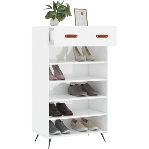  za cipele sjajni bijeli 60x35x105 cm konstruirano drvo Slike