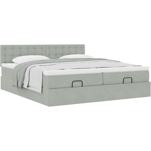VidaXL Okvir kreveta s madracima svijetlosivi 160x200cm bar&amp;scaron;unasti Slike