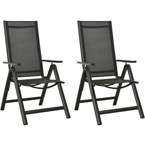 vidaXL Zložljivi vrtni stoli 2 kosa tekstil in aluminij črni, (20660766) Cene