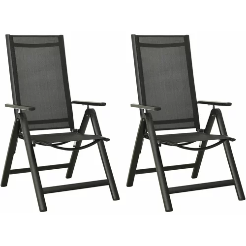 vidaXL Zložljivi vrtni stoli 2 kosa tekstil in aluminij črni, (20660766)