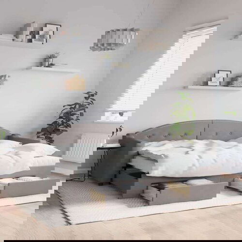  Izvlečna dnevna postelja s predali taupe 90x200 cm blago, (20937750) Slike