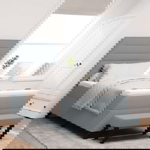  Krevet s opružnom podlogom s madracem i klupom svjetlosiva 90x200 cm tkanina Cijene