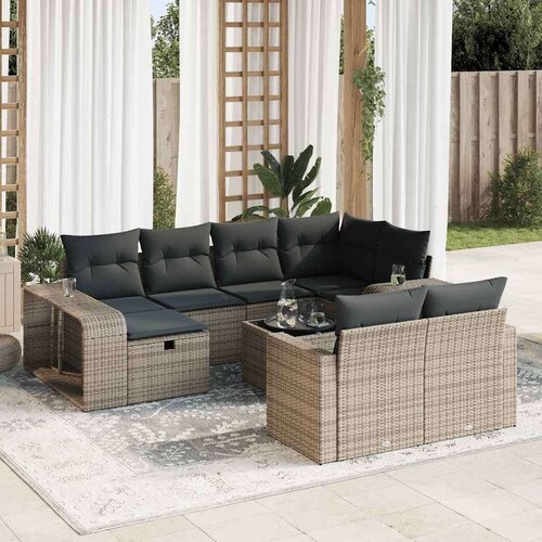 vidaXL 11-dijelni set vrtnih sofa od poliratana s jastucima sivi Cene