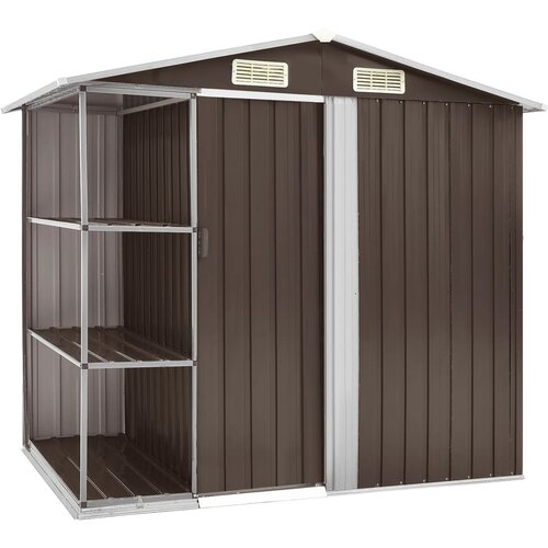 vidaXL Vrtna lopa s stojalom rjava 205x130x183 cm železna Cene
